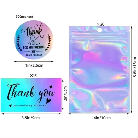 🔹️ 570 PIECES 50 silver thank you cards +500 “Thank You” sticker 20 bags ✨️ - Picture 1 of 12